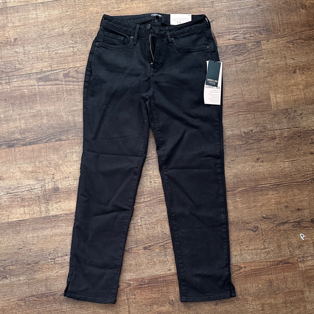 Nwt Nydj Slim Straight Ankle Jeans Black Sz 0 Short